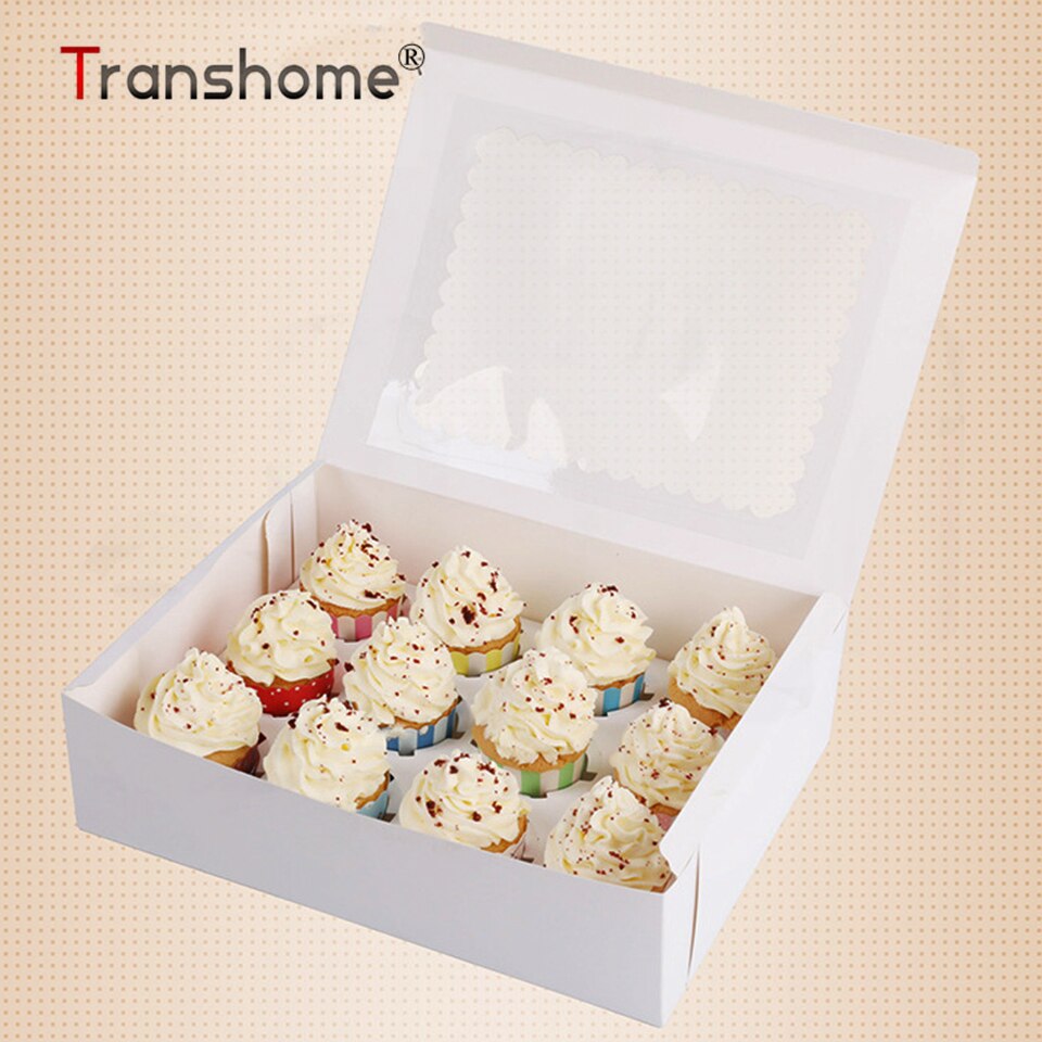 Transhome Cupcake Stand 12 Gaten 5 stks/set Cupcake Doos Verpakking Display Lade Bruiloft Decoratie Verjaardagsfeestje Box