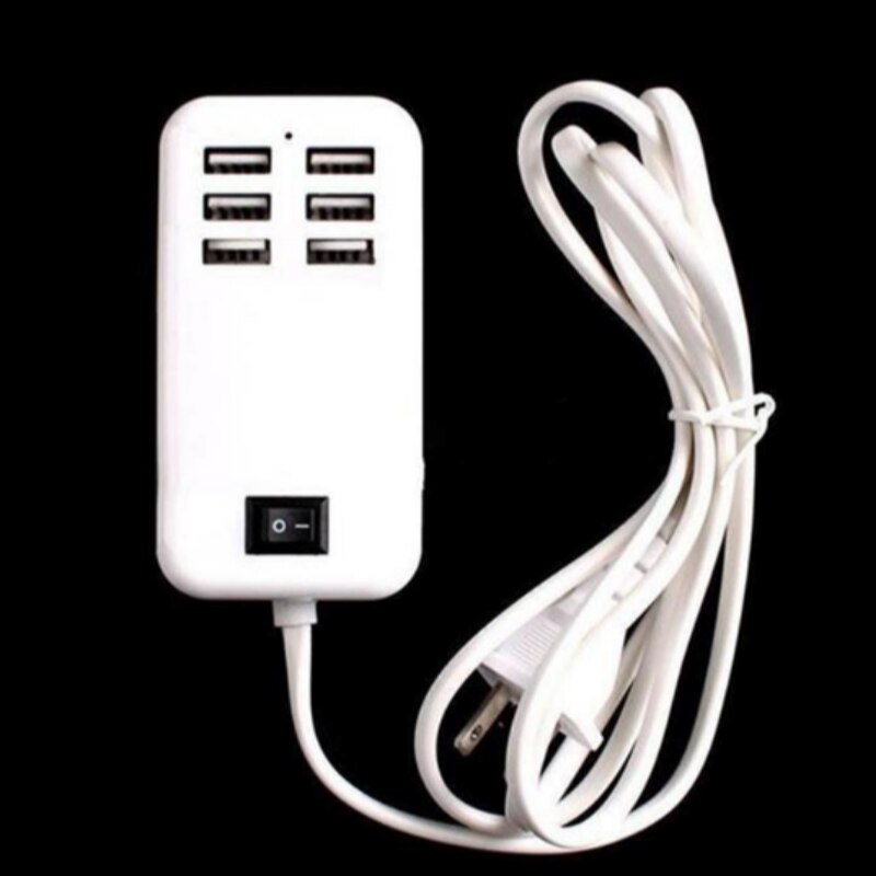 Usb-ladegerät-hub mit 6 anschlüssen 5v desktop-usb-wandladestation, reise-ladestation mit us-/eu-stecker, netzteil für iphones, 6- port-usb-ladegerät