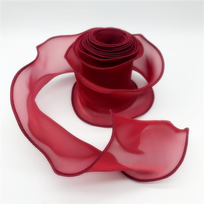 Cintas de encaje para adorno de pelo, listón Organza seda, borde ondulado de 60mm, 1 yarda/lote, tejido de costura, decoración de ropa: 02