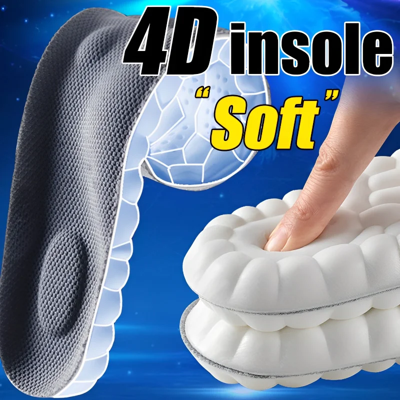 4D-Latex-Sport-Einlegesohlen für Männer und Frauen, weiche, hochelastische Schuhpolster, atmungsaktiv, Deodorant, stoßfest, gepolsterte Einlegesohlen zur Unterstützung des Fußgewölbes