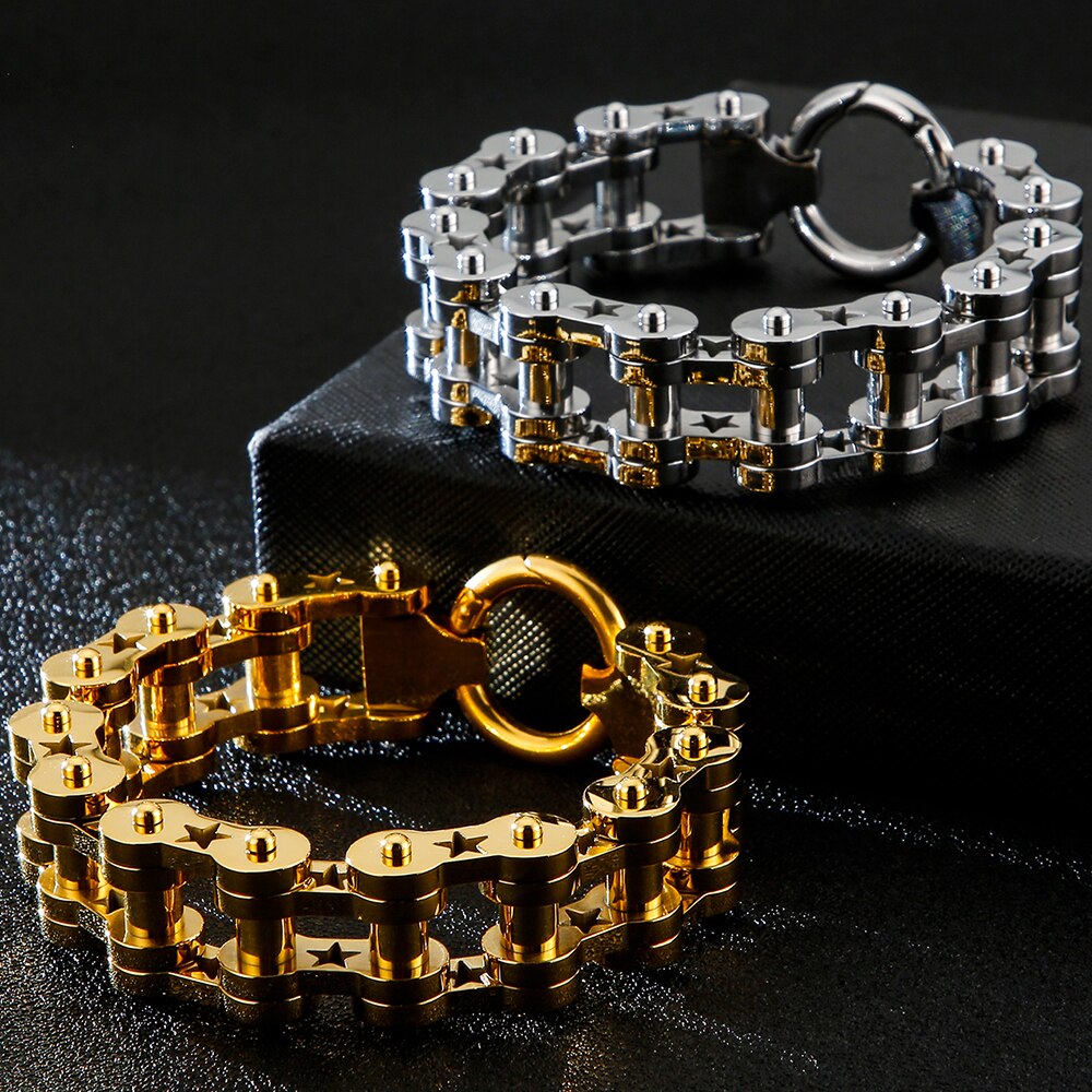 18 Mm Breed Mannen Motorfiets Ketting Armband Voor Mannen Zware Rvs Heren Armbanden Massive Biker Sieraden Mannelijke