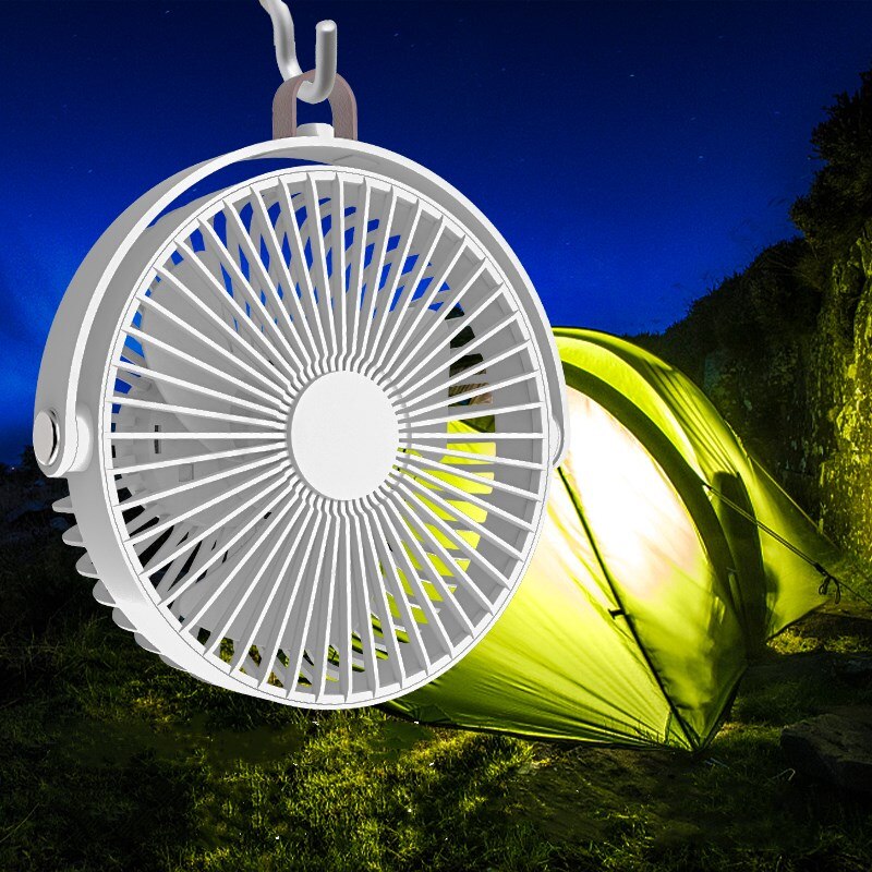 3000mAh Rechargeable Desktop Tripod Fan Strong Wind Portable Travel Camping USB Electric Air Cooling Ceiling Fan with Night Lamp
