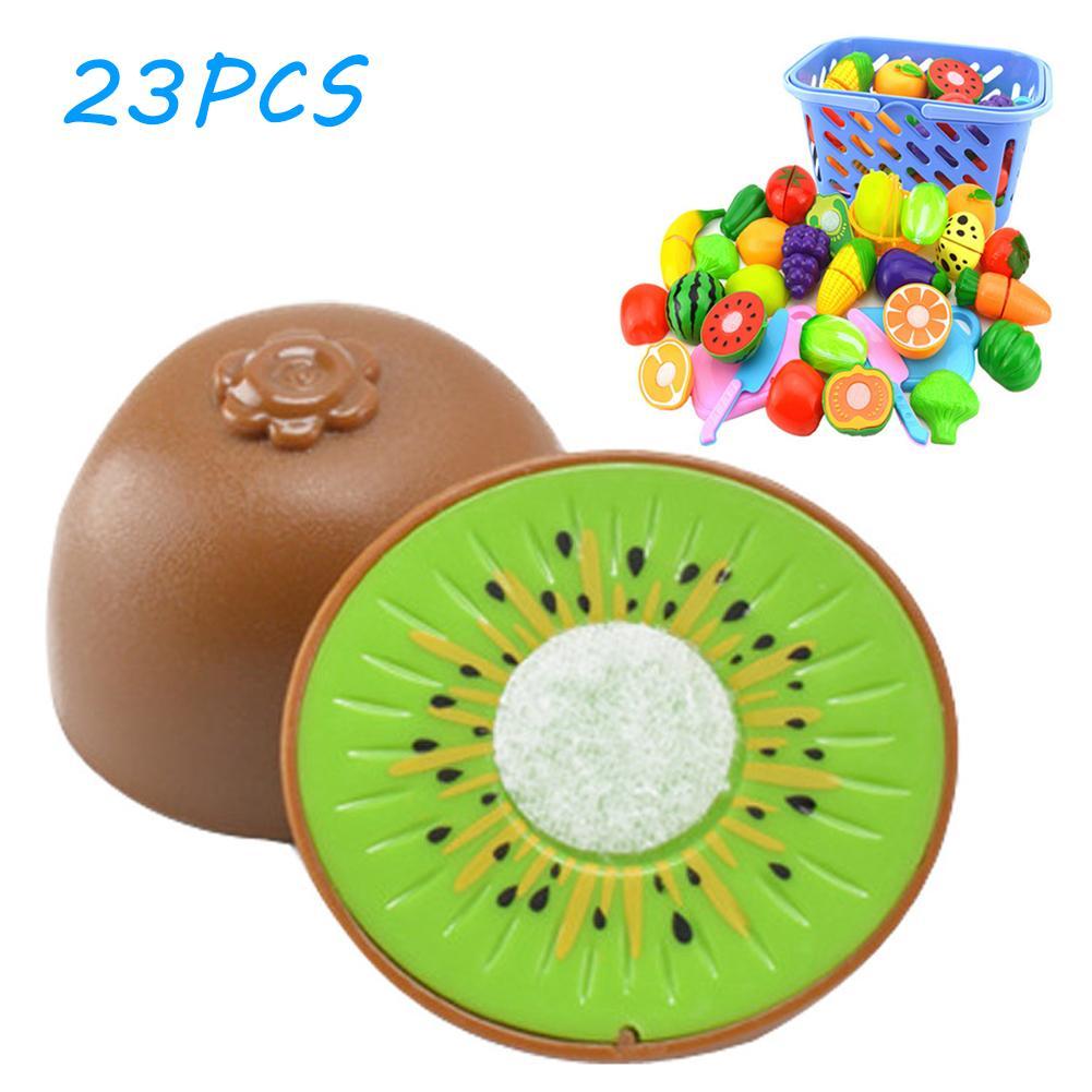 23 teile/satz Obst Gemüse Schneiden Küche Messer Spaß Spielzeug Werkzeuge Für freundlicher Kunststoff Obst Gemüse Schneiden Spielzeug
