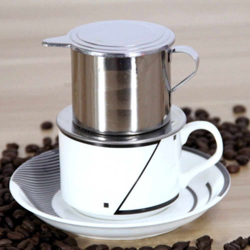 Vietnamese roestvrijstalen koffiefilterbeker, druppelmaker en infuser met handvat voor koffiepotten
