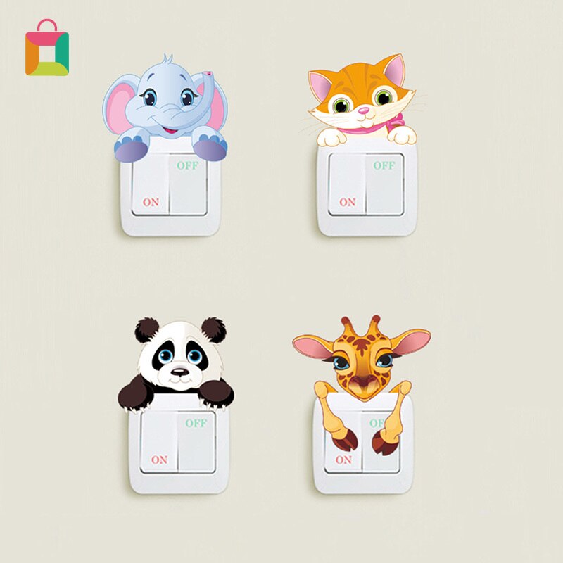 Mooie Animal Patroon Schakelaar Sticker Kids Baby Nursery Slaapkamer Muur Sticker Decoratie