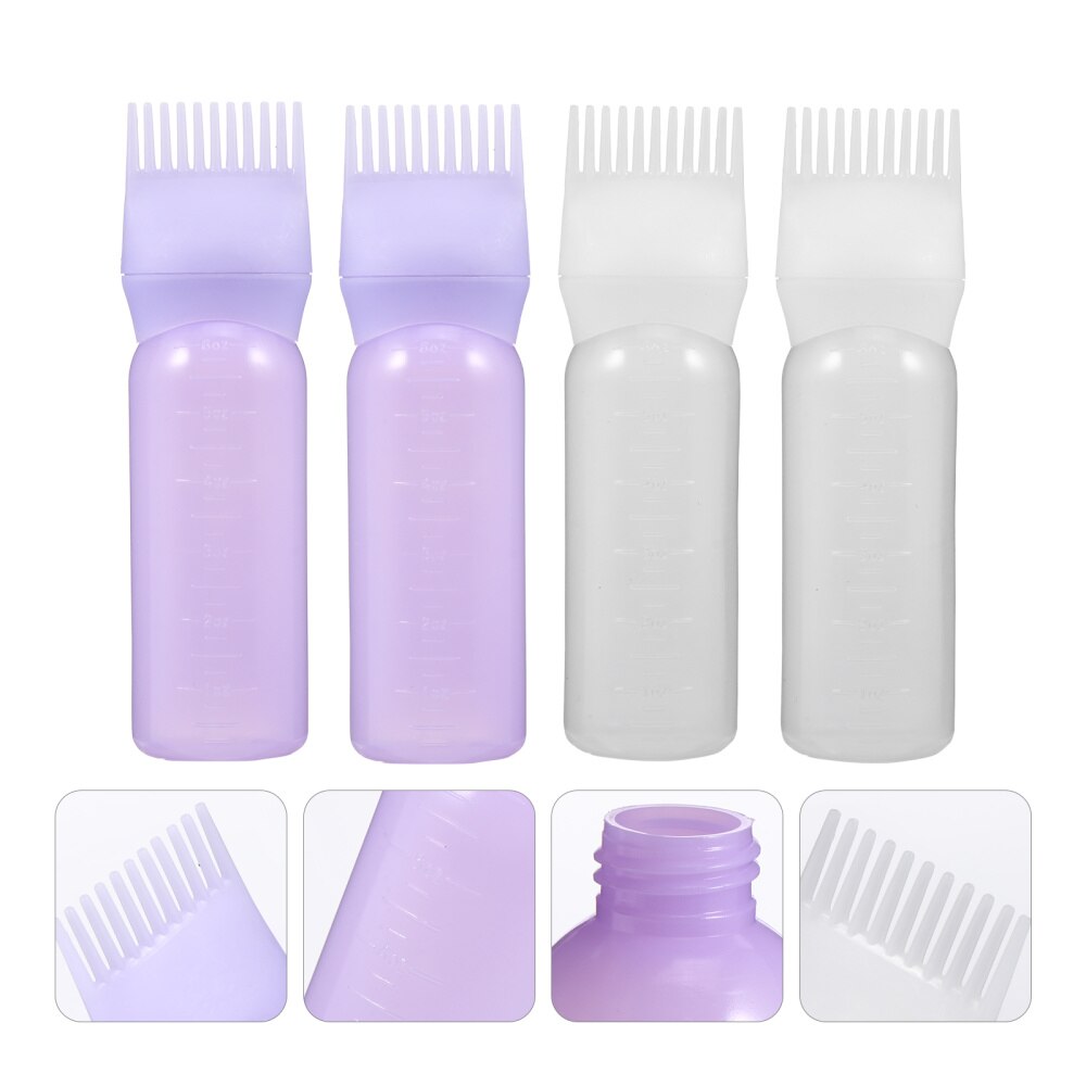 4Pcs Root Comb Applicator Bottles with Graduated Scale Hair Dye Bottles