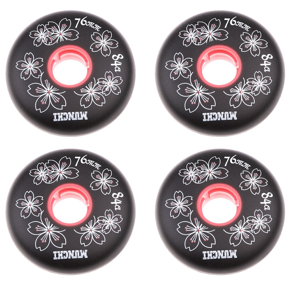 4 Stuks Inline Roller Hockey Fitness Skate Vervanging Wheel 84A 72 Mm/76 Mm/80 Mm: 76mm Black