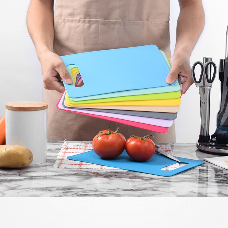 Herramientas de cocina flexibles de plástico PP, antideslizantes, tabla de corte de agujeros para colgar, Mini picadora