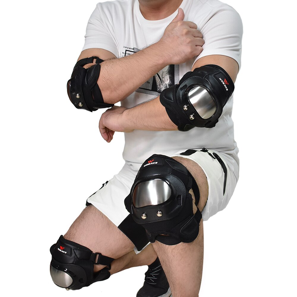 Wosawe kort hårt skal motorcykel knäskydd mtb skyddsutrustning off road hockey rull snowboard skid armbåge knäskydd kostym