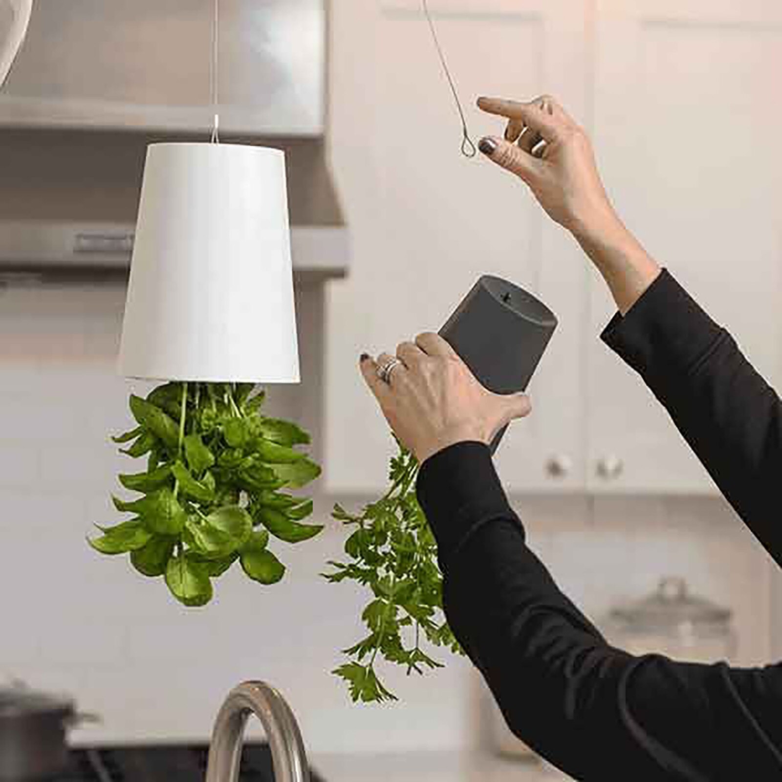F# Indoor Sky Upside Down Recycled Hanging Planter Pot Perforation-free Unique Upside Down Sky Planting Pot