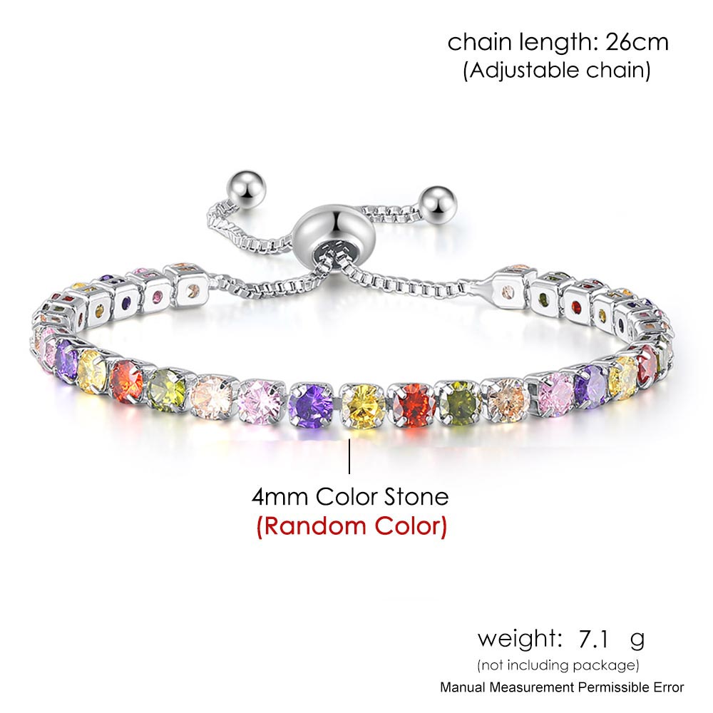 Braccialetti da Tennis multicolori regolabili per le donne signore matrimonio arcobaleno colorato zircone braccialetto di fascino mano catena gioielli DZH043: Giallo brunastro