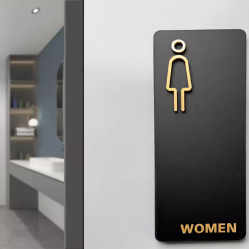 Door Sign Acrylic Restroom Ladies and Gentleman Toilet Sign Plate Mall Office Hotel Wash Room Toilet Reminder Signage Board