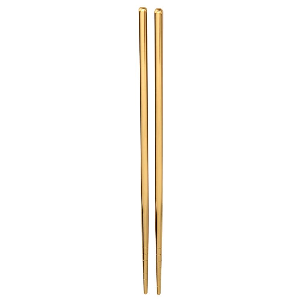 1 Paar Rvs Metalen Eetstokjes Antislip Rvs Chop Sticks Set Herbruikbare Voedsel Sticks Milieuvriendelijke Servies: Goud