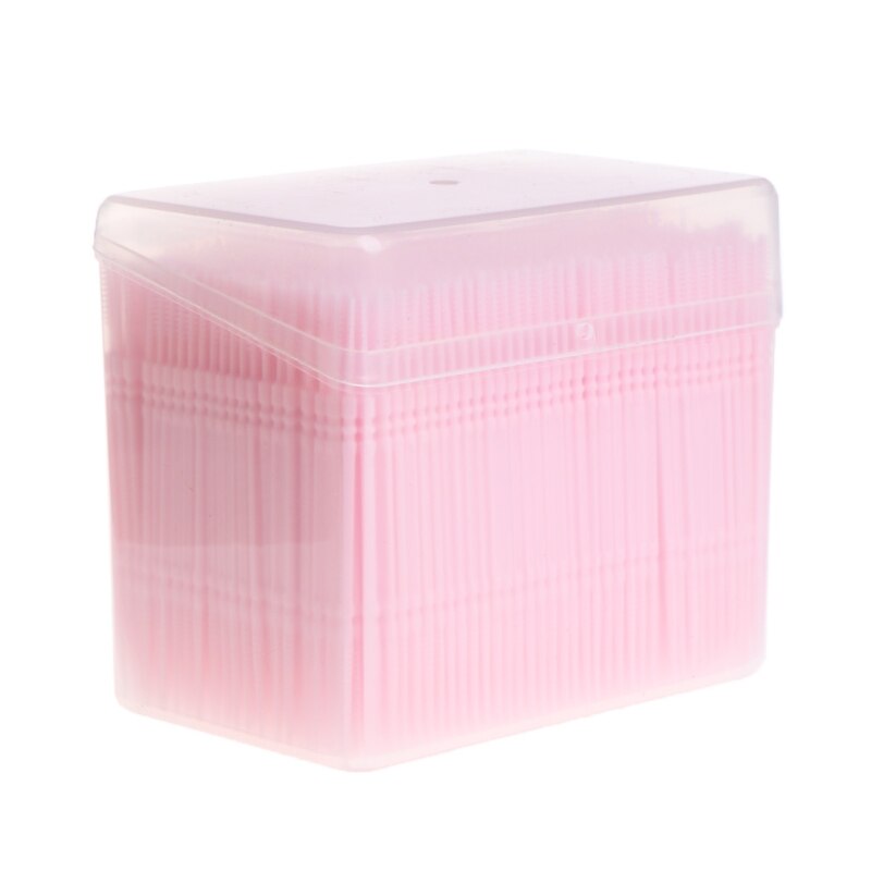 1100 pièces/boîte 6.5cm Double tête dents nettoyage brosse bâton fil dentaire cure-dents doux dentaire fil dentaire alimentaire PP: Rose