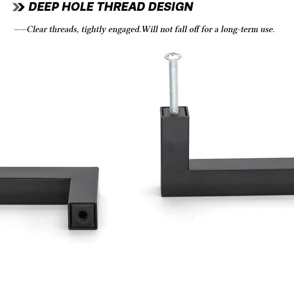 Door Handle Black Cabinet Handle Square Furniture Hardware Stainless Steel Kitchen Door Knobs Cupboard Wardrobe Drawer Pulls