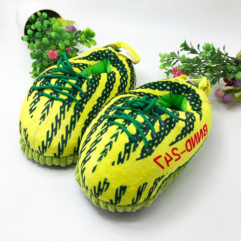 Winter Children Home Slippers Indoor Warm Snug Sneakers Kids House Shoes Girl Cute Fat Doodle Floor Sliders Child One Size: Green