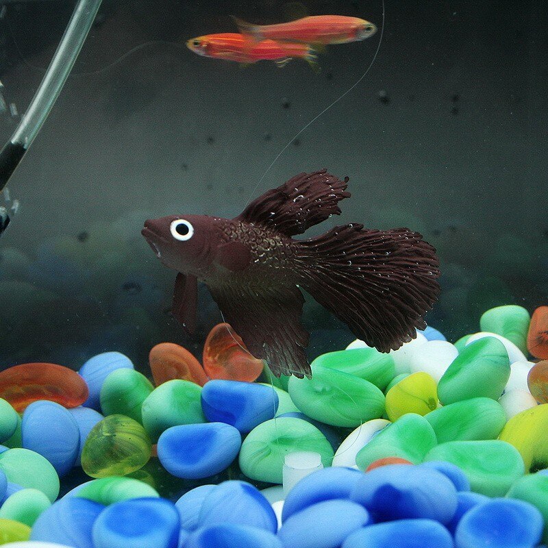 Aquarium Decoration Silicone Artificial Goldfish Floating Betta With Sucker Cup Fluorescent Fish Tank Ornament Landscaping