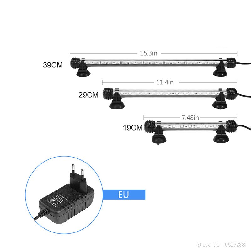Barra de luz LED impermeable para acuario, luz subacuática de 19, 29 y 39cm, lámpara para acuario, decoración de acuarios, iluminación de 220V, enchufe europeo