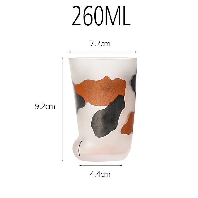 Cat Paw Cup Milk Glass Frosted Glasses Cute Cat Foot Claw Print Mug Office Coffee Milk Glass Kids Breakfast Cups: 260mlTricolor cup