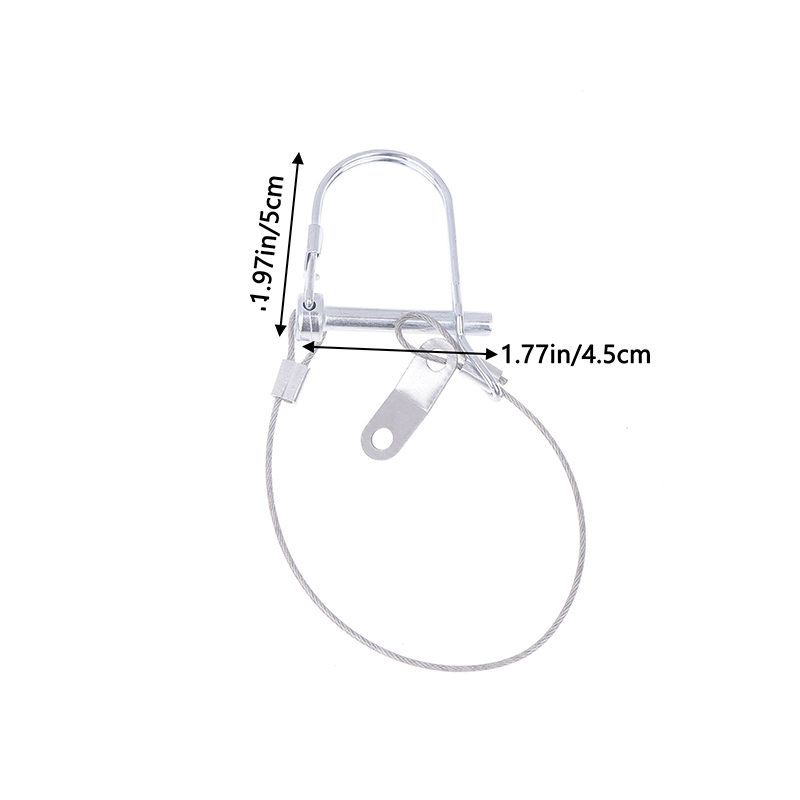 Låsestift i rustfritt stål med rundbue og anti-trykk taukoblingspinner til hagebruk på gårdsvogn: Sølv