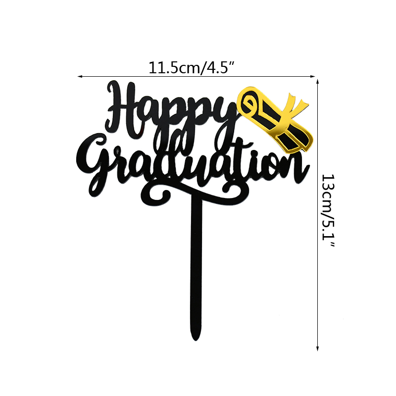 3Pcs Happy Graduation Acryl Cake Toppers Goud Zwart Congrats Grad Cake Topper Voor Klasse Van 2022 College Vieren Party decor: B03