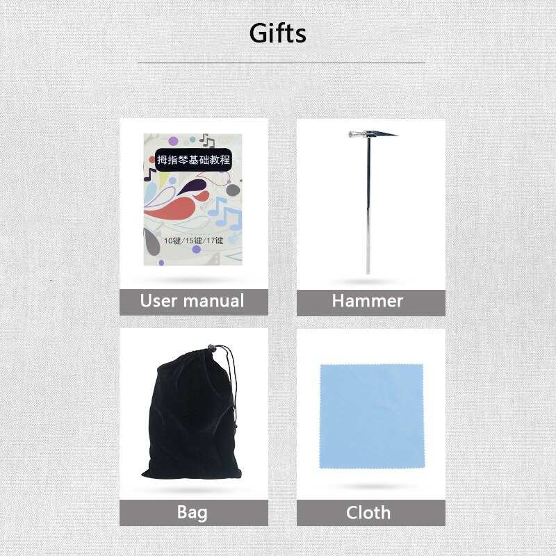 17 Keys Thumb Piano Wood Instrument Pine Aluminum Bar Kalimba Keyboard Music Portable Finger Board With Tune Hammer