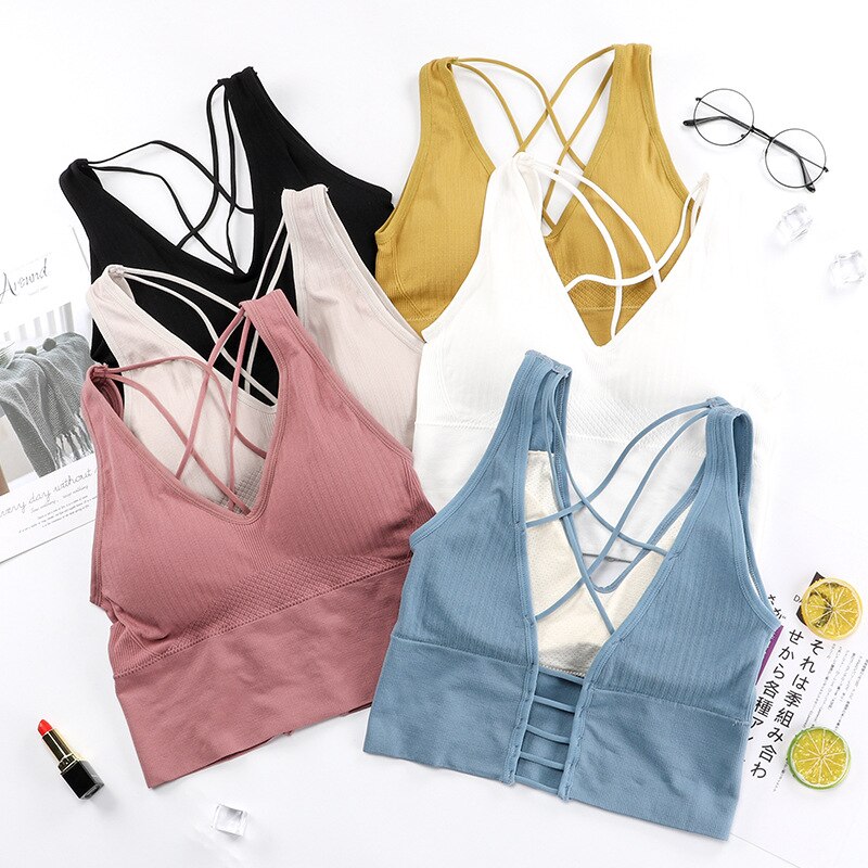 Svokor Vrouwen Mooie Terug Sport Hemdje Met Dunne Schouderbandjes Draadloze Kruis Ondergoed Open Back Tube Top