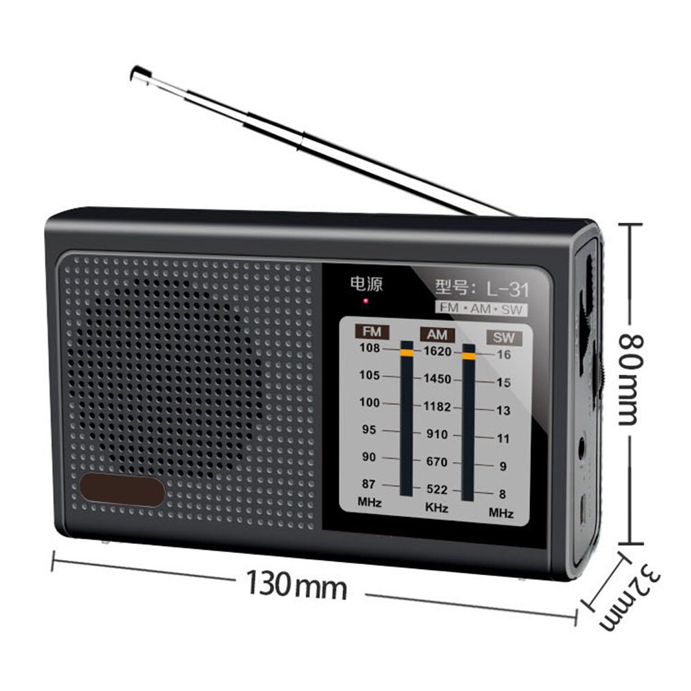 Dispositivi ricaricabili portatili dell&#39;altoparlante di FM AM SW di USB della Radio della banda piena L-31 Mini con l&#39;interfaccia retrattile dell&#39;antenna 3.5mm