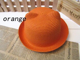 DINGDNSHOW Stroh Hüte Sommer Baby Ohr Dekoration SchöNe freundlicher Charakter Mädchen und Jungen Sonnenhut fest Kind Diskette Panama: Orange