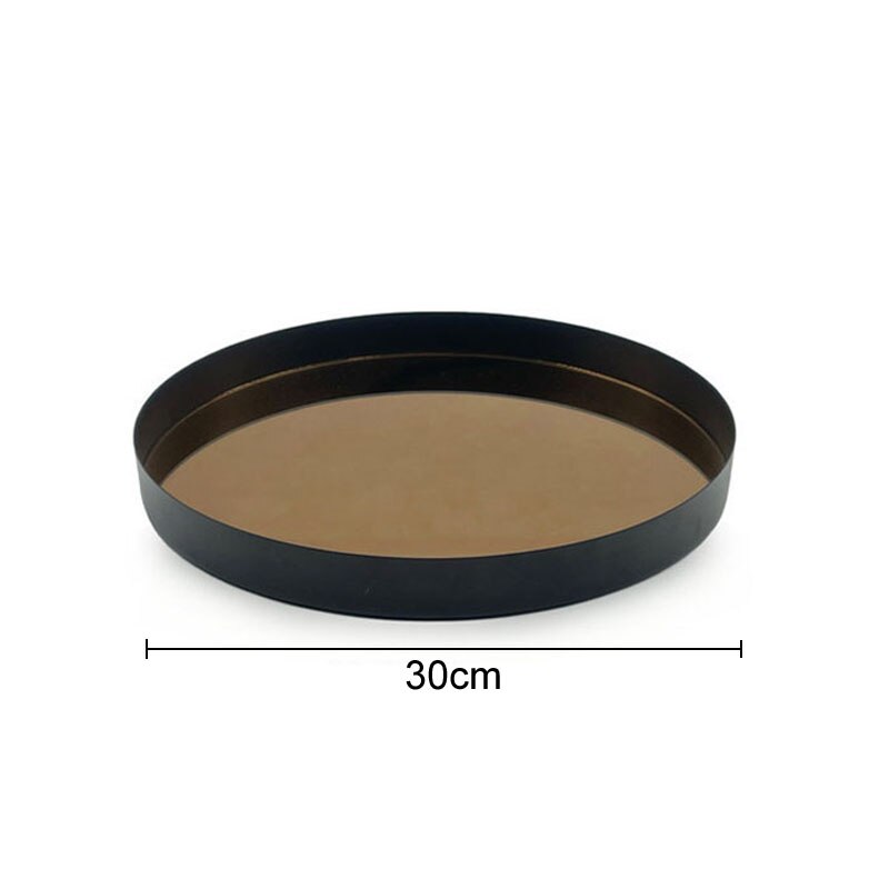 Black Mirror Glass Tray Metal Trays Decorative Storage Plate Dressing Table Jewelry Necklace Display Plate Cosmetics Organizer: black