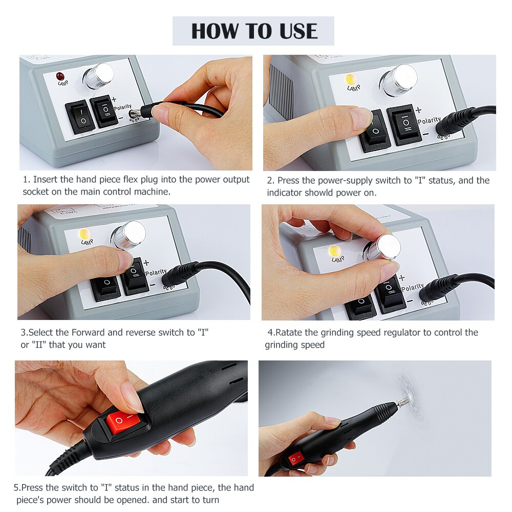 Lima eléctrica para manicura y pedicura, 20000RPM, pulidora, herramientas ajustables para belleza de uñas