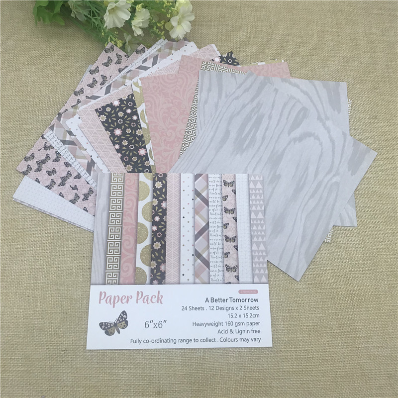 24 sheet 6"X6" Butterfly the flower patterned paper Scrapbooking paper pack handmade craft paper craft Background pad