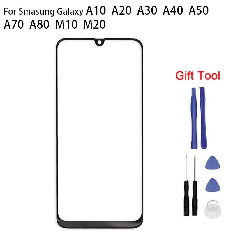 Digitalizador de pantalla táctil frontal de cristal para Samsung Galaxy A10, A20, A30, A40, A50, A70, A80, M10, M20 y M30, repuesto + herramienta