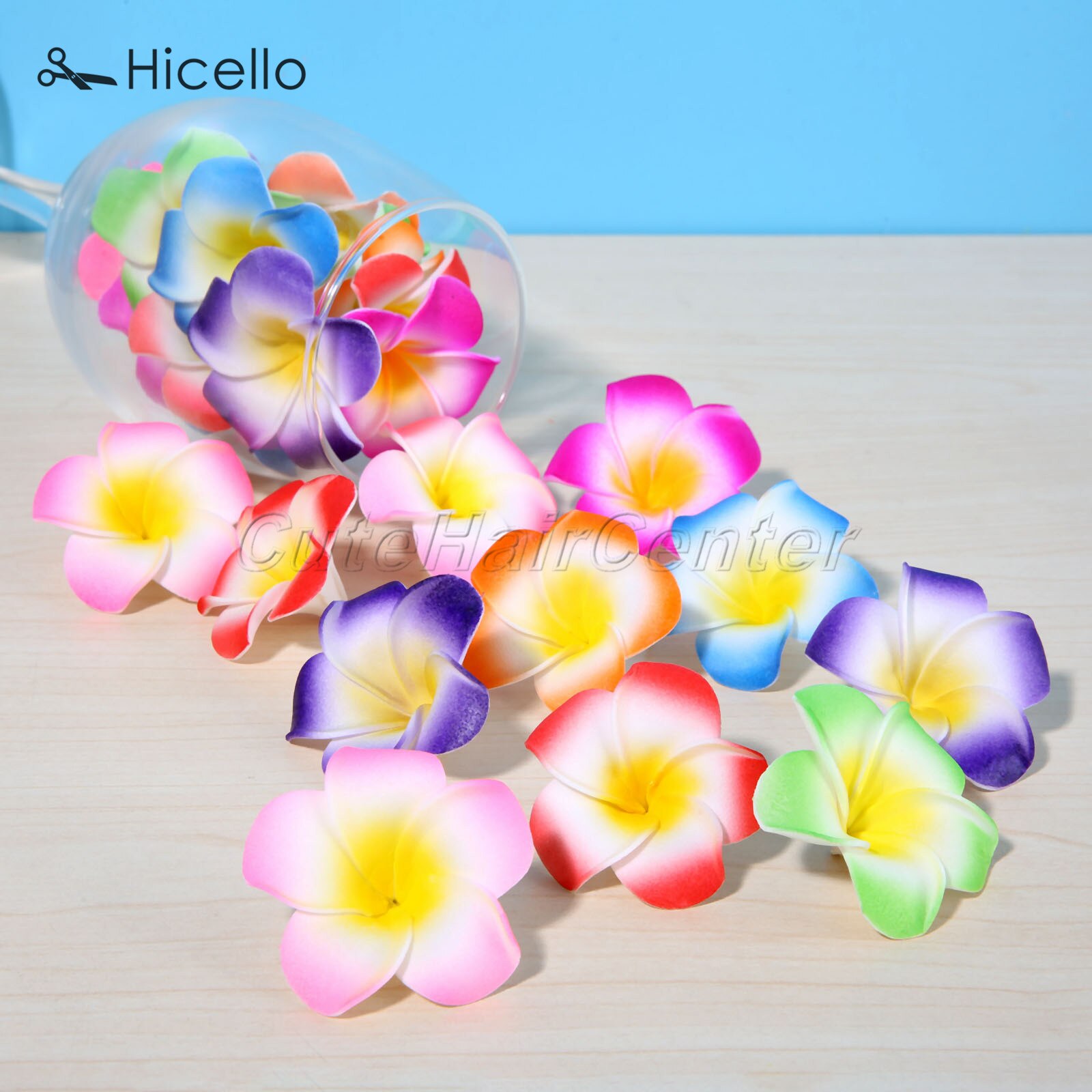 50 stk/sæt 4cm frangipani plumeria hawaiianske blomster skum kunstig blomst hovedbeklædning dekoration bryllup fest forsyninger hicello