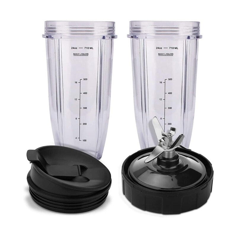 Piezas de repuesto para Ninja, cuchillas extractoras de 7 aletas y taza de licuadora Ninja de 24OZ con tapa de sellado, para Nutri Ninja Auto IQ