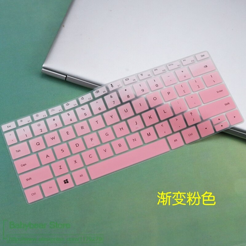 Til huawei matebook 13 laptop 13.3 tommer silikone laptop tastatur cover skin protector: Fadepink