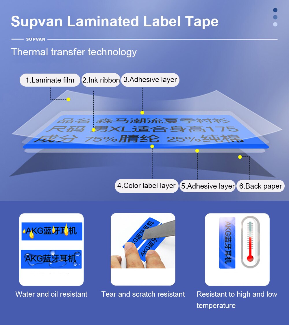 Supvan-máquina de impresión de etiquetas portátil LP5120M, máquina de etiquetas de transferencia térmica, varios idiomas, novedad
