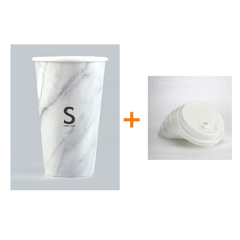 Paquets créatifs en papier pour café | Tasse à café jetable, boisson chaude à emporter 500ml thé au lait, boisson, tasses d'emballage de jus avec couvercles: cup and white lid / 400ml 14OZ 50pcs