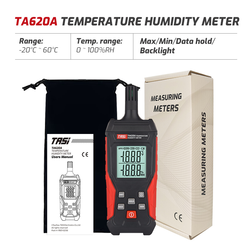 TASI TA620A Handheld Temperature Humidity Meter Tester Industrial Household Digital Thermometer Hygrometer High Precision Sensor: Gold