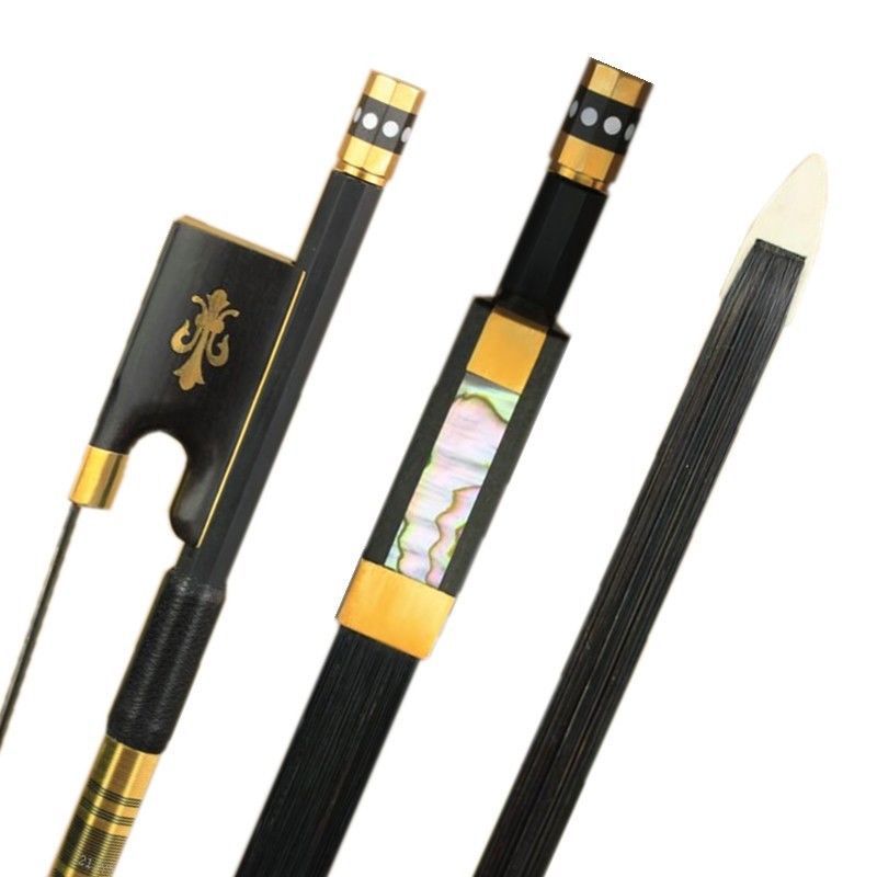 Top Grade Golden Braided Carbon Fiber 4/4 Violin Bow Best Balance AAA Mongolia Black/White Horse Hair Bow: Model 2