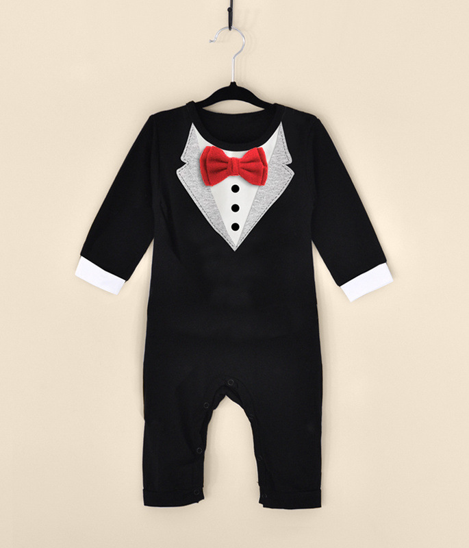 Peuter Kid Baby Baby Boy Kleding Gentleman Pak Lange Mouw Romper Vlinderdas Jumpsuit Een stuk Outfit Baby Kleding 0-3T