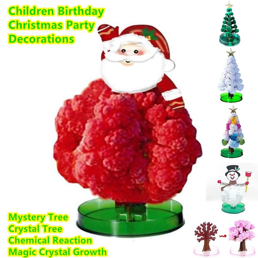 Árbol de Navidad para niños, árbol misterioso, crecimiento de cristal mágico, suministros para de Navidad de cumpleaños, árbol de cerezo, Santa, muñeco de nieve, decoración