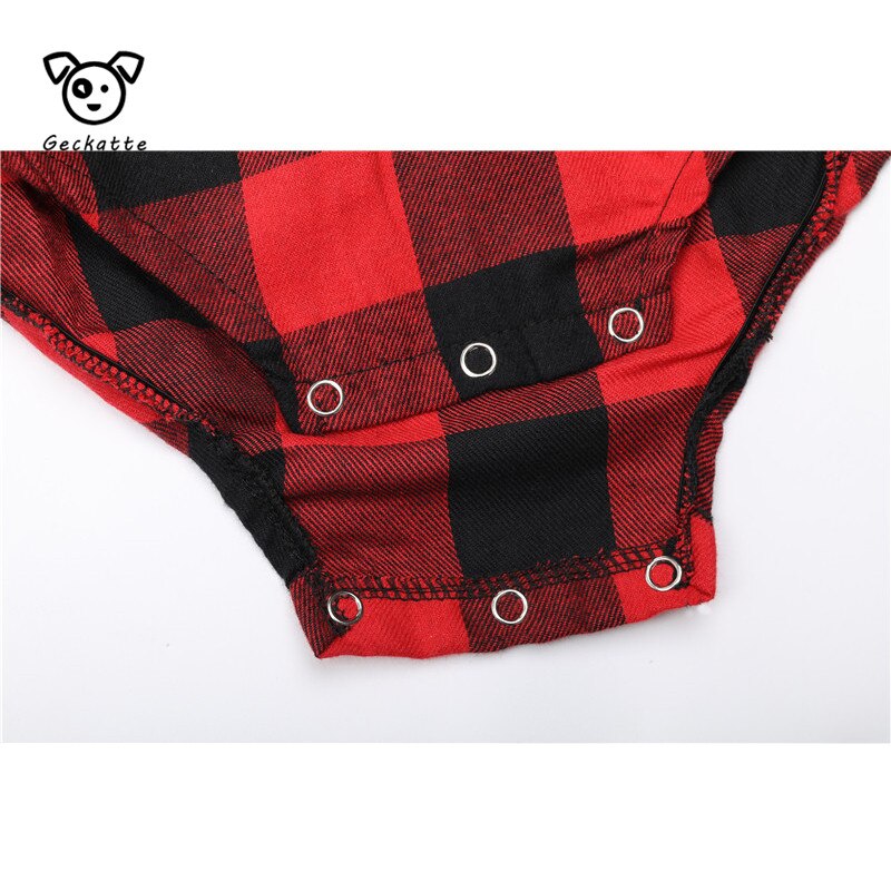 Geckatte Infant Clothing Red Plaid Shirt Little Triangle Romper Baby Girl Clothes Plaid Baby Boy Clothes Born Baby