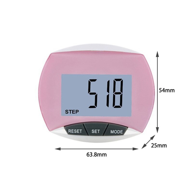 Walking Step Counter 3D Pedometer Waterproof Multi-functional Movement Calories Counting LCD Display Fitness Equipments: Pink