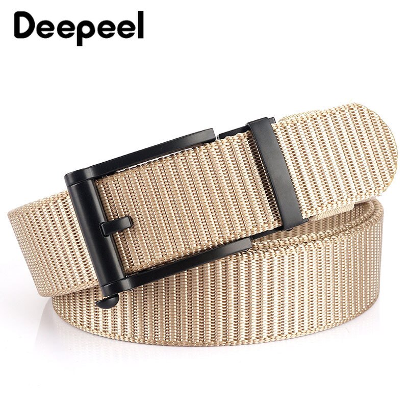 Deepeel 1pc 3.5*120cm canvas riem met automatische gesp, zonder tanden, tankpatroon, dikke nylon tailleband, heren outdoor vrijetijdsriem