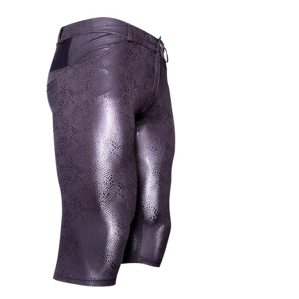 Plus Size Snake Patroon Pu Kunstleer Katoen Ijs Zijde Ademend Slims Casual Medium Broek Hoge Elasticiteit Overknee Broek
