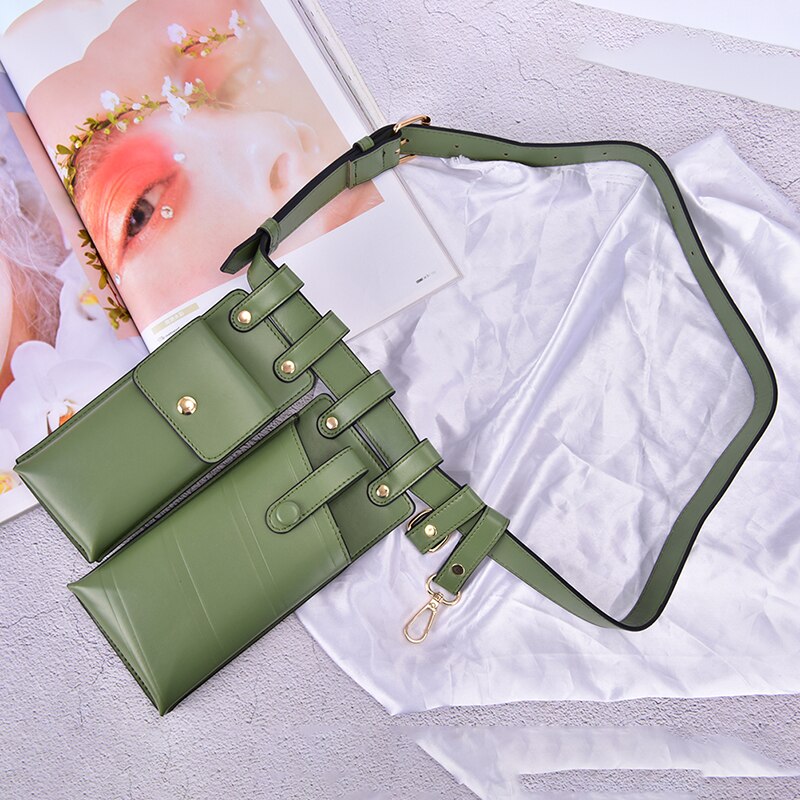 Women Waist Bag Leather Waist Belt Bag Crossbody Chest Bags Girl Fanny Pack Small Phone Pack Shoulder Strap Packs: GN