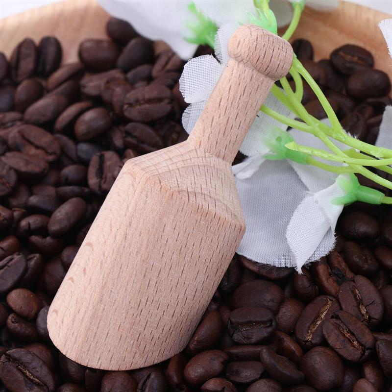 6 stk træ kaffe te scoops mini slik bad salt krydderier smag skeer køkkenredskab