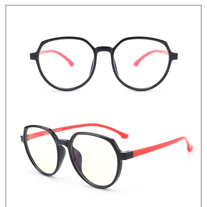 Kids Computer Gaming Glasses Flexible Big Oval Temple Girls Optical Eyeglasses Frame Full Rim TPEE Boys Spectacles Presc: black red