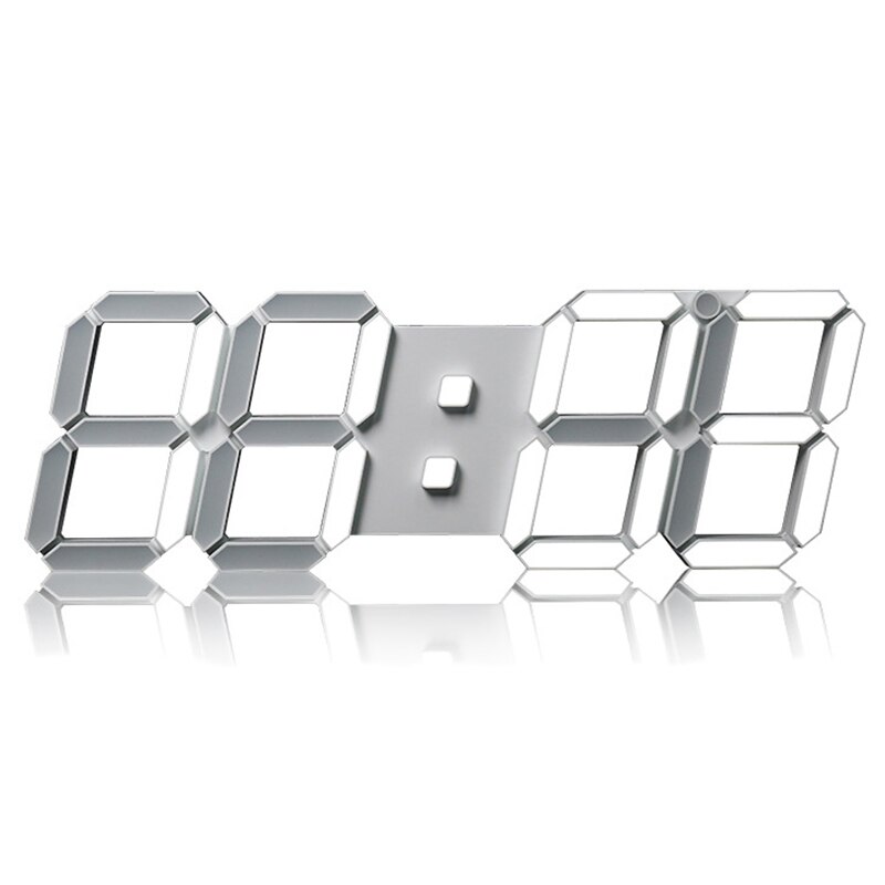 Stor modern digital led skelett väggklocka timer 24/12 3d, svart: Vit